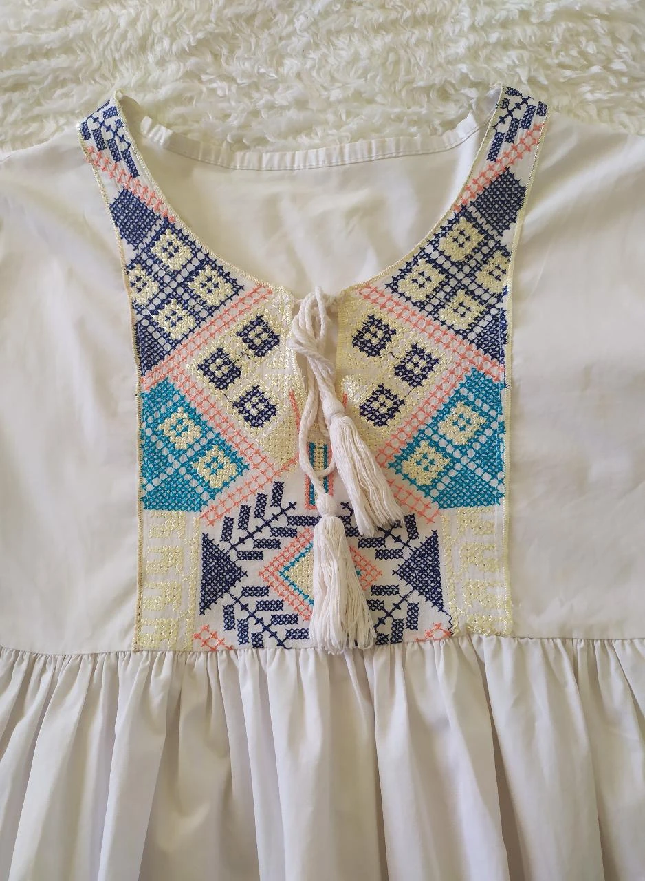 Chemisier en coton brodé bohème fabriqué en Italie M – photo 19